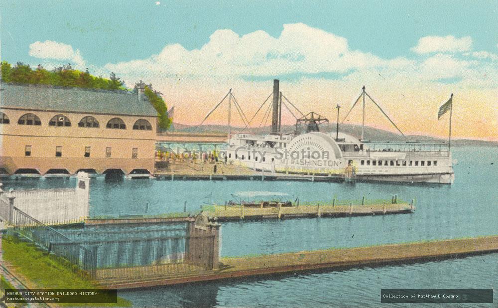 Postcard: Steamer "Mt. Washington" at Wharf, The Weirs, Lake Winnipesaukee, New Hampshire